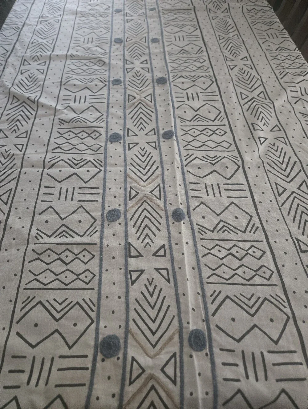 Geometric Malian Style Mudcloth - White